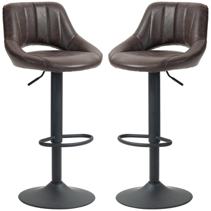 Set of 2 Swivel Bar Stools Adjustable Height