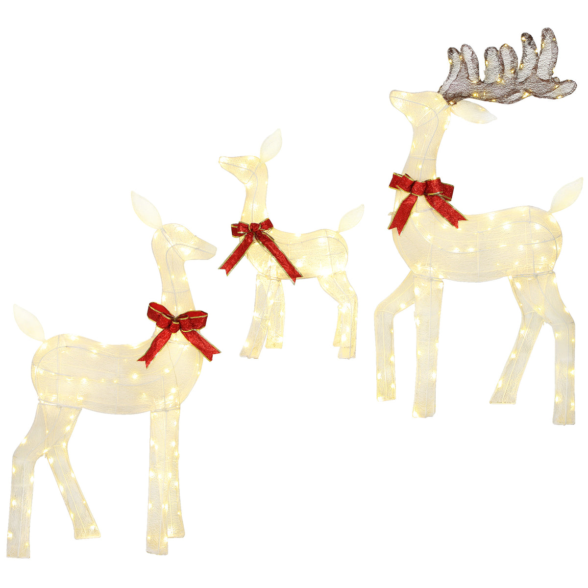 Lighted LED Christmas Reindeer Family, Set of 3