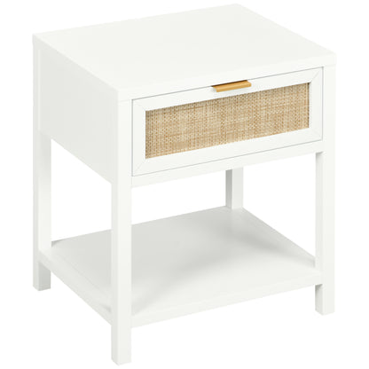 Boho Nightstand with Rattan Drawer