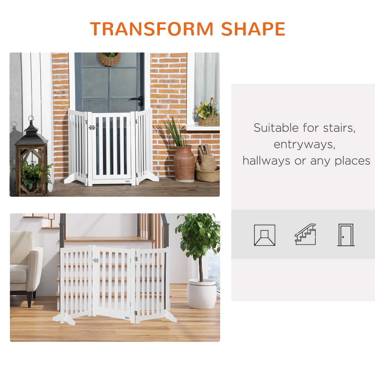 Foldable Dog Gate 3 Panels with Door