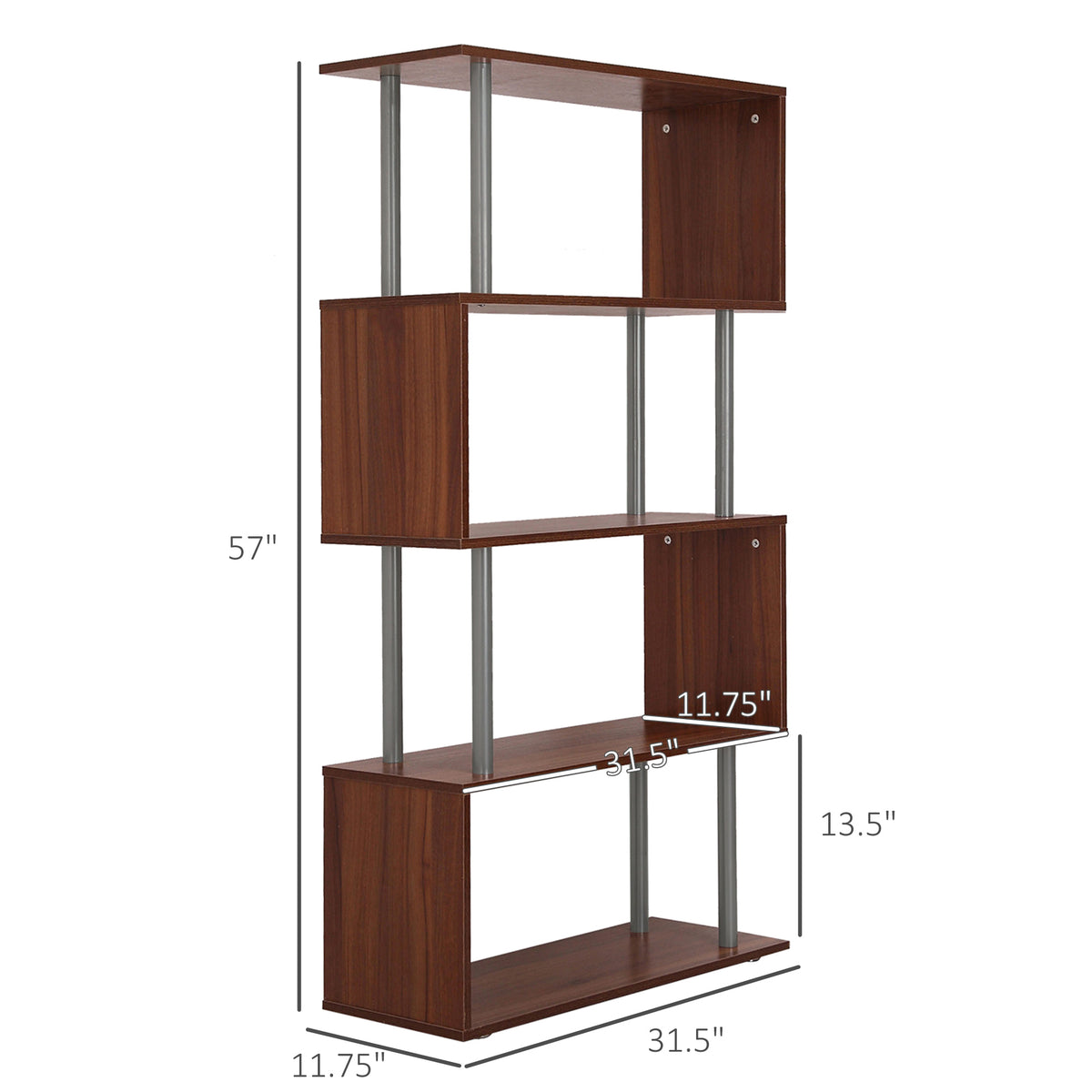 Modern 5-Tier Geometric Wooden Bookshelf