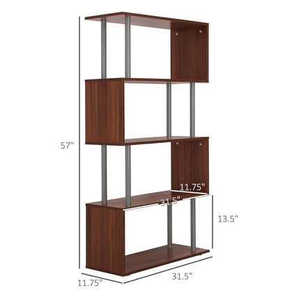 Modern 5-Tier Geometric Wooden Bookshelf