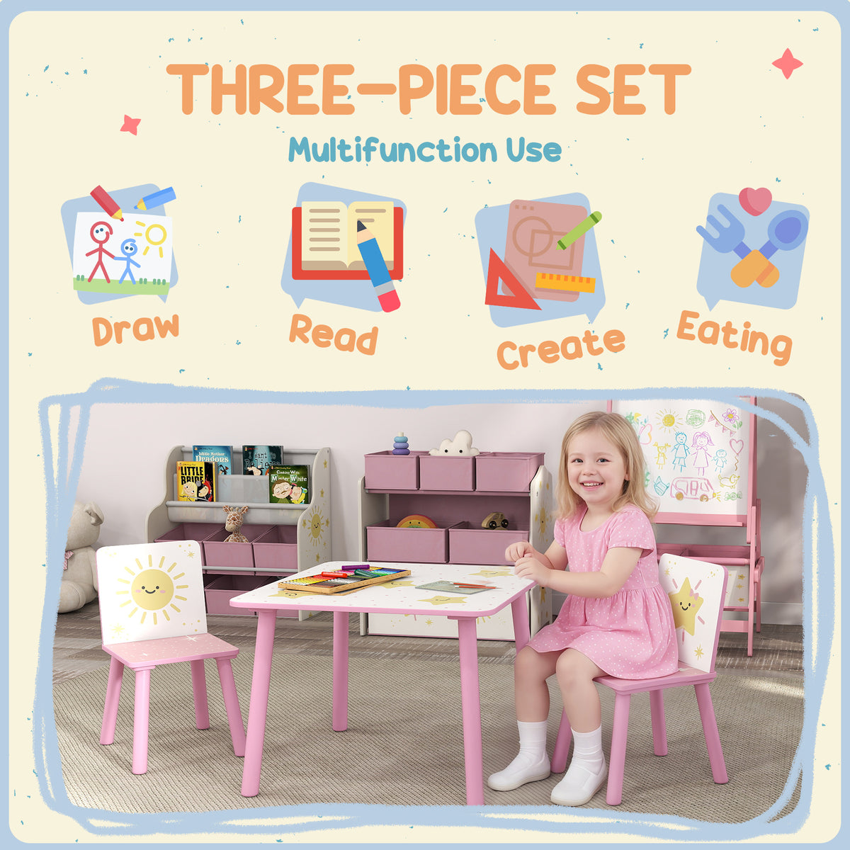 Kids Table and Chair Set — Set of 3