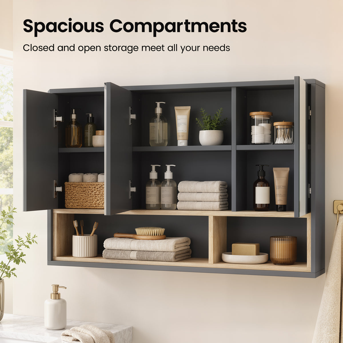 Wall mounted bathroom medicine cabinet with mirror