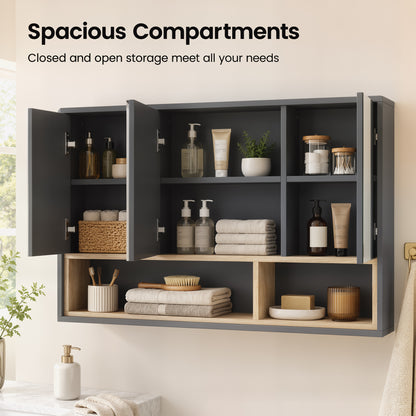Wall mounted bathroom medicine cabinet with mirror