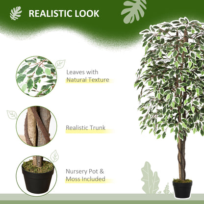Realistic Potted Artificial Ficus Tree — Green