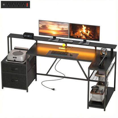 Escritorio gaming en L con RGB y centro de carga