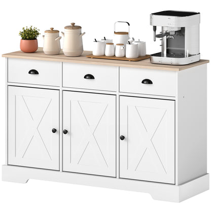 Farmhouse Buffet Cabinet with Barn Doors and Drawers