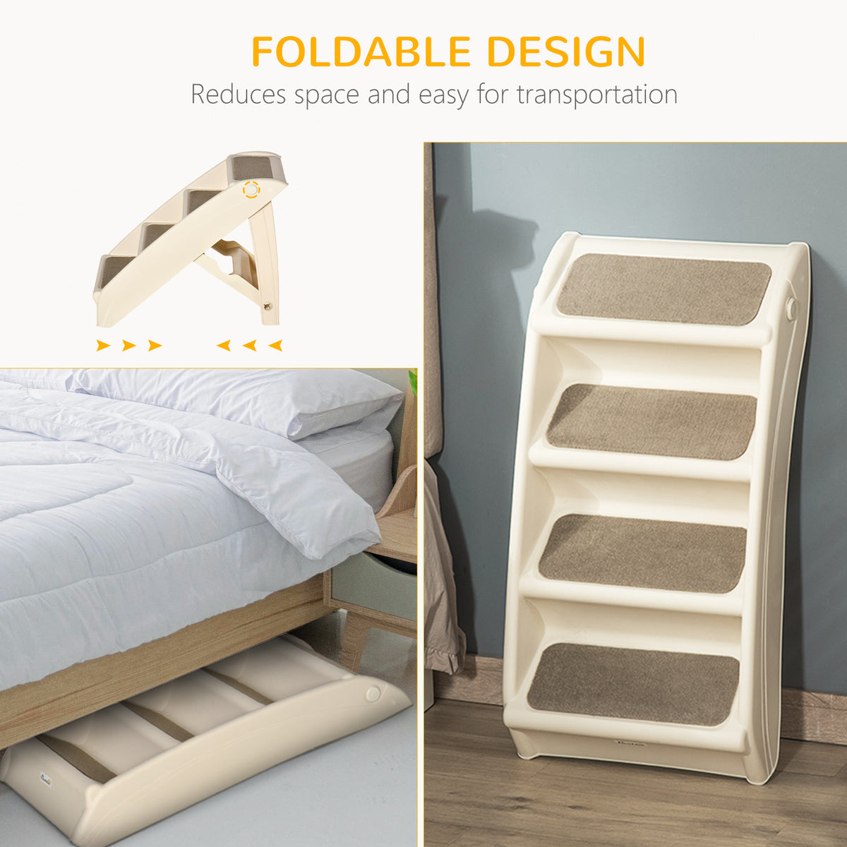 4-level portable folding pet stairs