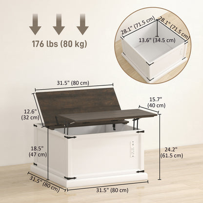 Lift-Top Coffee Table with Charging Station and Hidden Storage