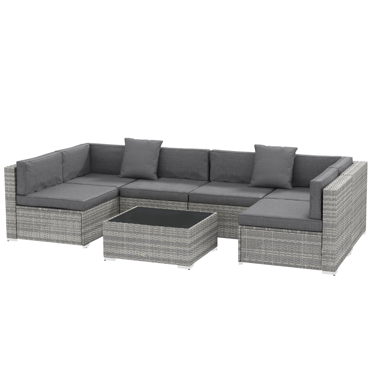 Patio furniture set 7 piece modular rattan with table