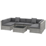 Patio furniture set 7 piece modular rattan with table