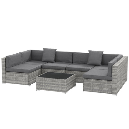Patio furniture set 7 piece modular rattan with table