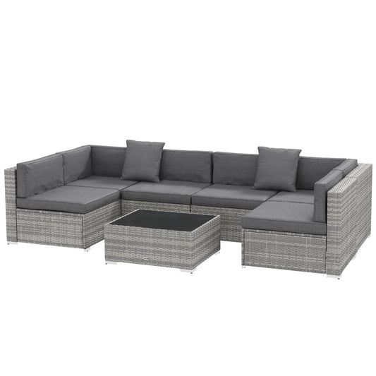 Patio furniture set 7 piece modular rattan with table