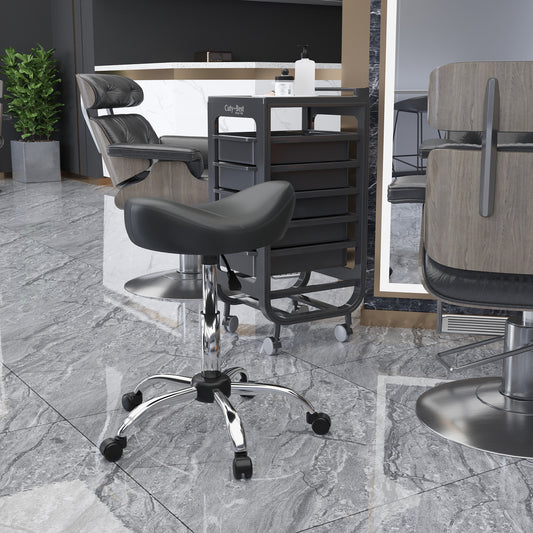 Ergonomic Adjustable Saddle Stool on Wheels