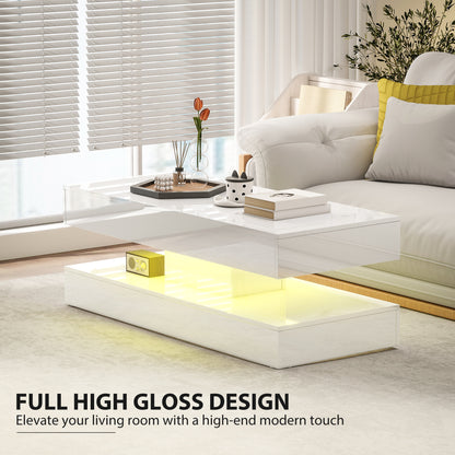 Coffee Table with Adjustable RGB LED Lighting