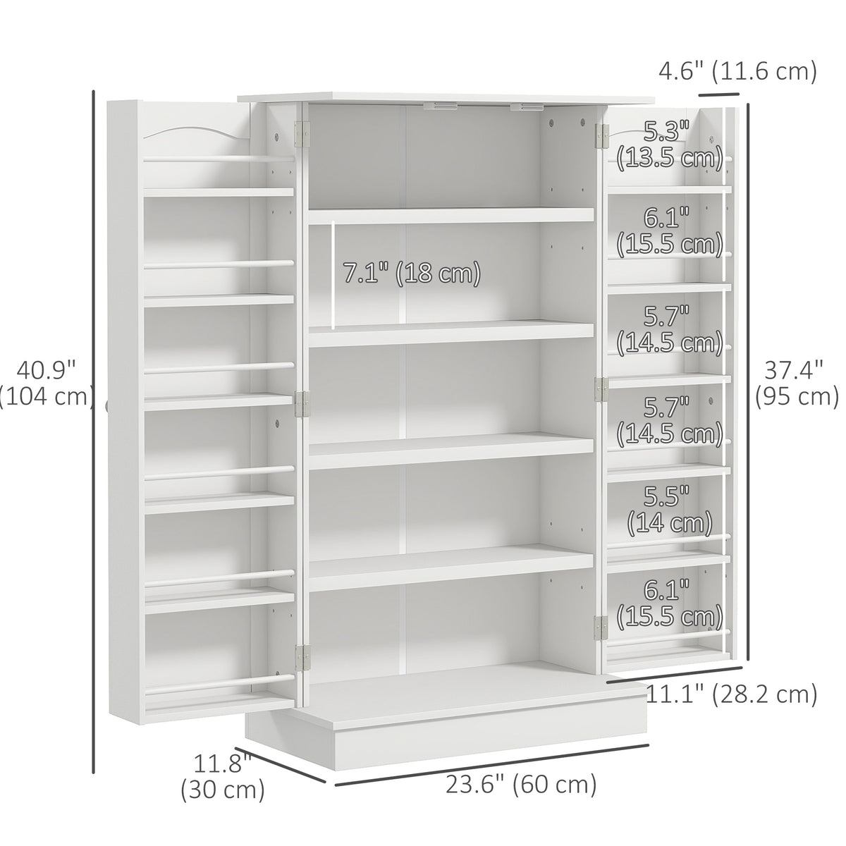 Kitchen Pantry Cabinet 5-Tier Shelves and 12 Spice Racks