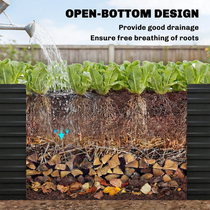 240x120x60cm Raised Garden Bed - Black Galvanized Planter