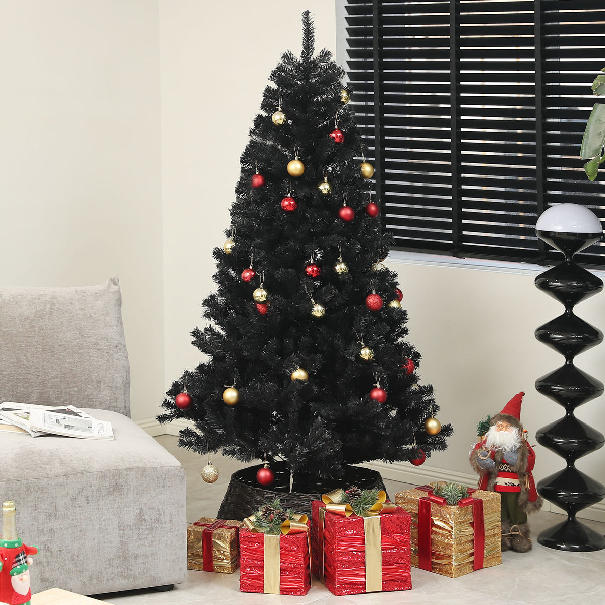 Black Flocked Artificial Christmas Tree 180 cm