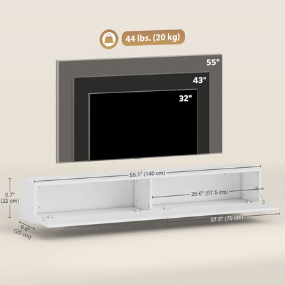 Mueble de TV suspendido con puertas acanaladas 180 cm