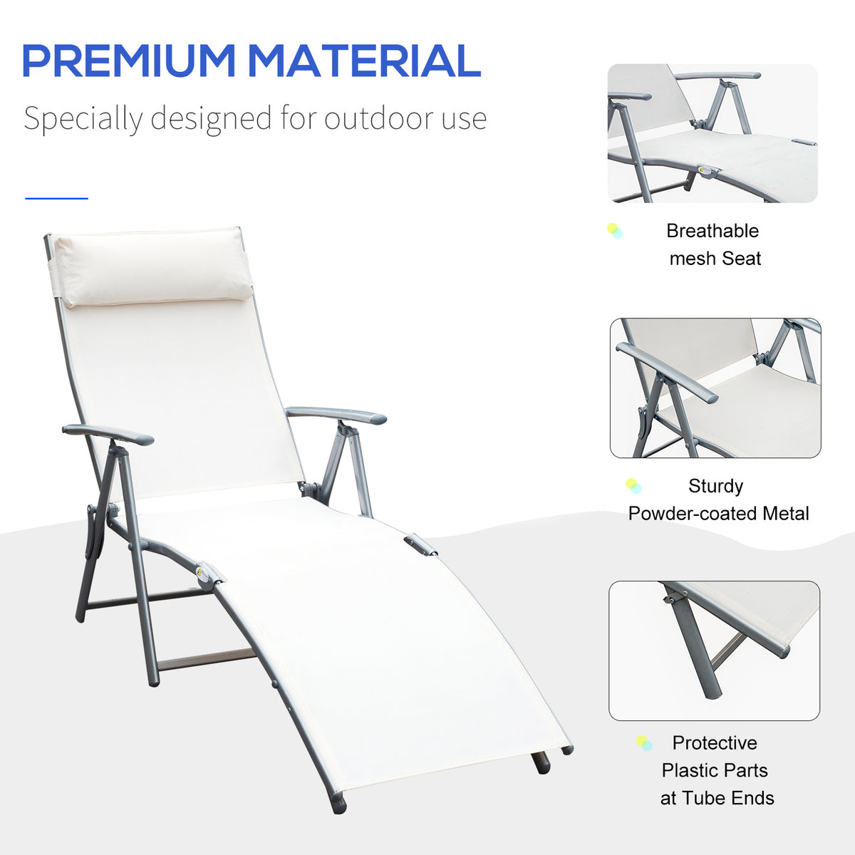Tumbona plegable ajustable de acero — 7 posiciones