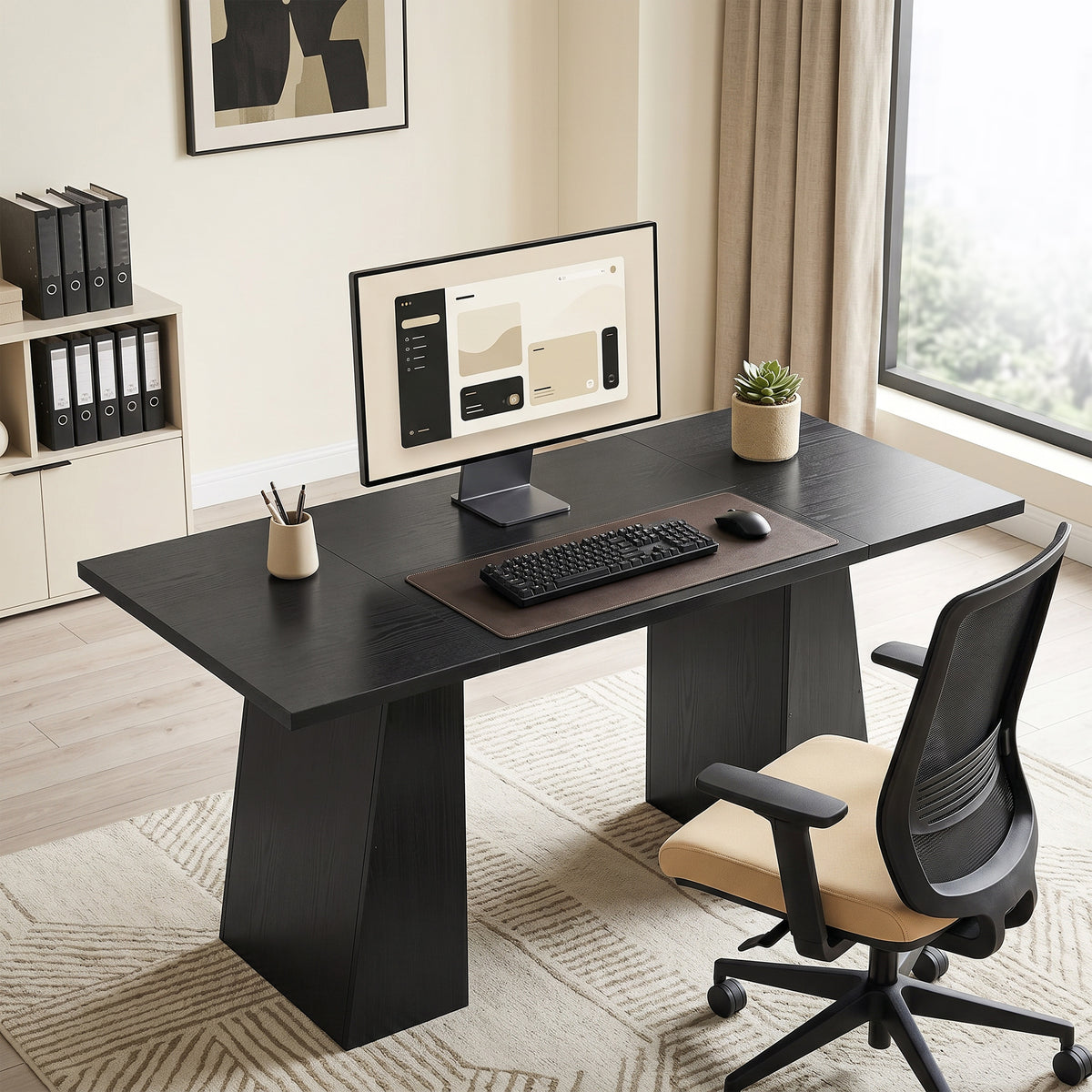 Computer Desk with Trapezoidal Base 63 in