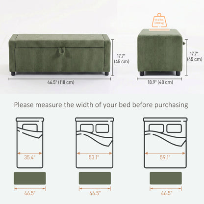 Upholstered Corduroy Storage Ottoman Bench