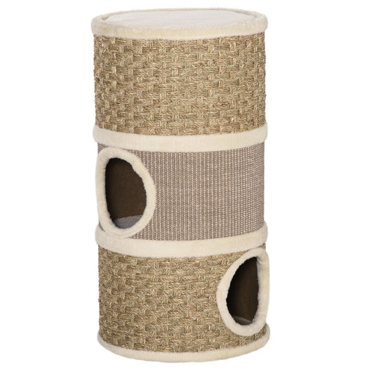 Condominio para gatos de 3 niveles de sisal y peluche