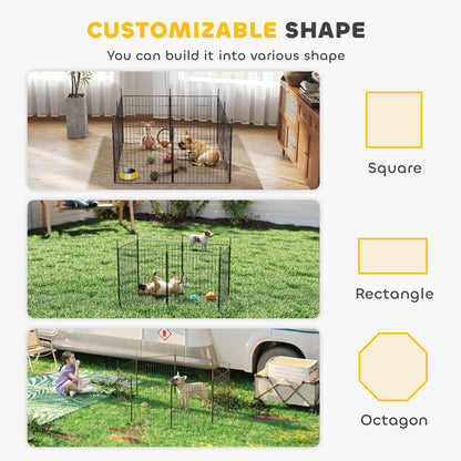 Parque para perros de 8 paneles con puerta — acero