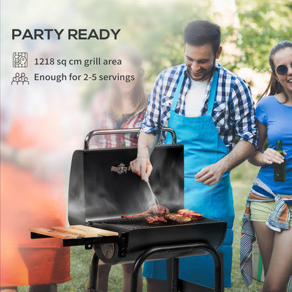 Charcoal BBQ with thermometer and wheels