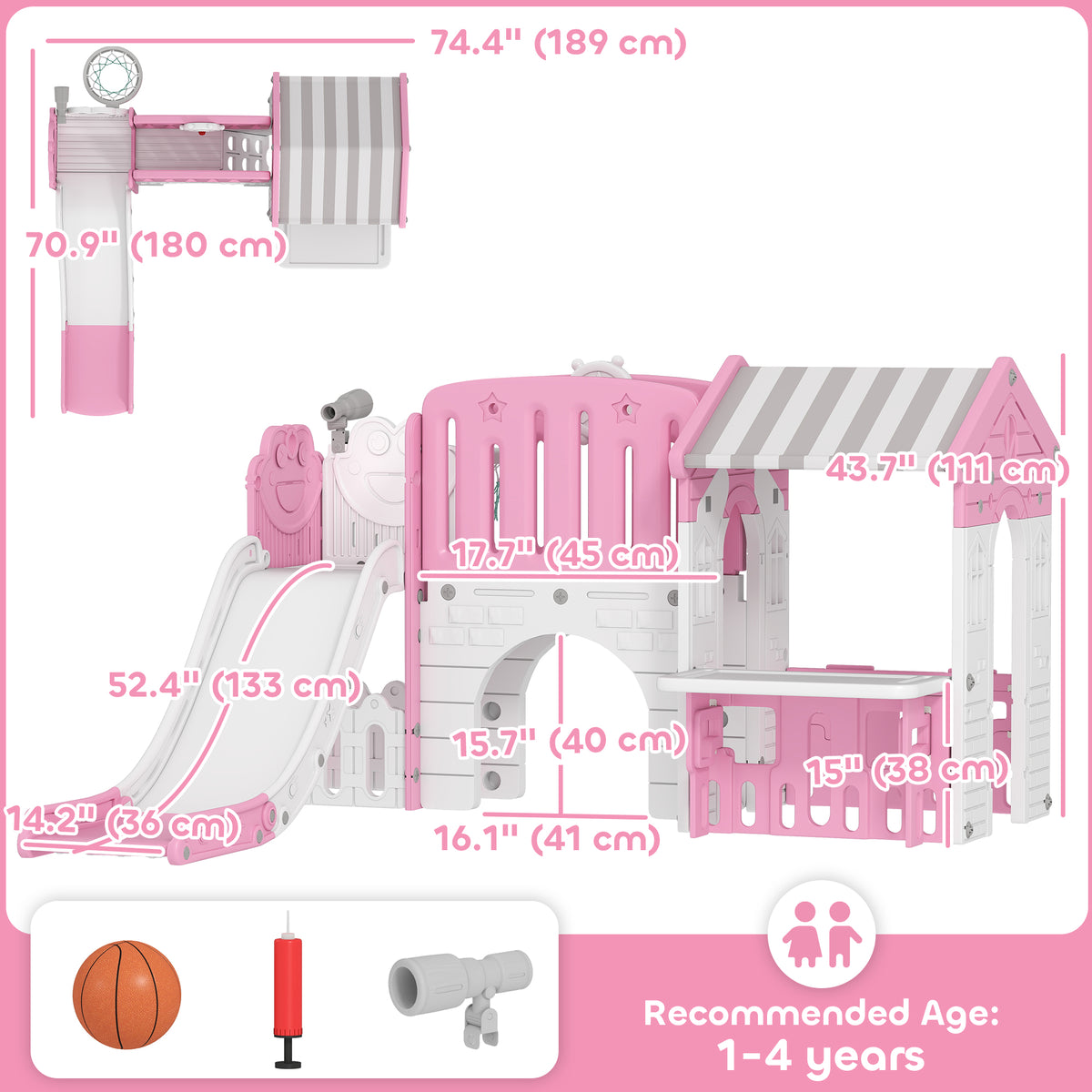 7-in-1 Toddler Slide Playground Playset
