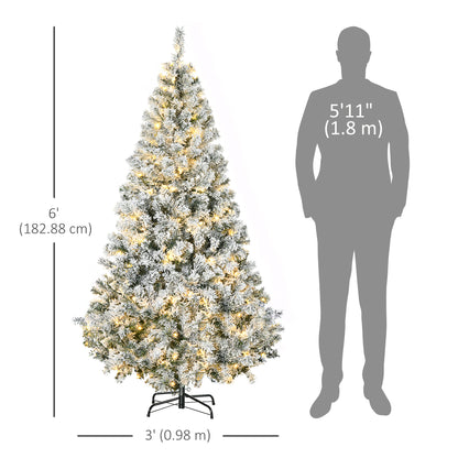 Árbol de Navidad artificial preiluminado de 6 pies LED blanco cálido
