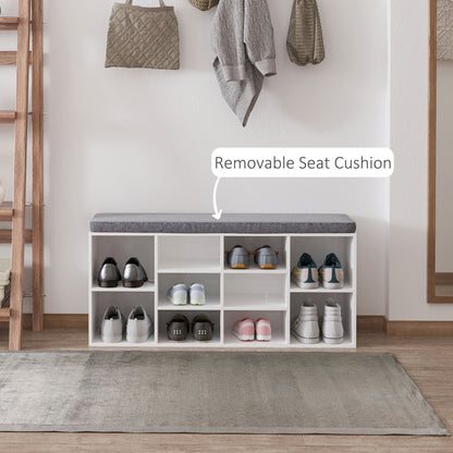 Upholstered shoe storage bench
