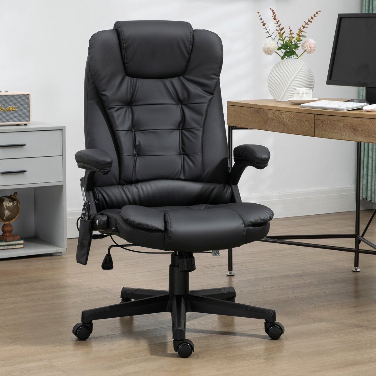Silla de oficina alta, reclinable, con masaje y calefacción