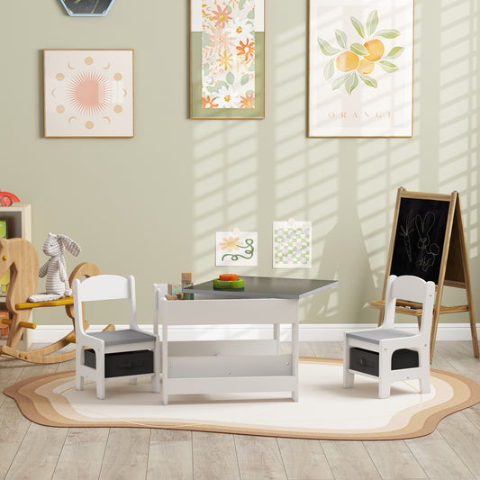 Kids Table and Chair Set Reversible 3-Piece