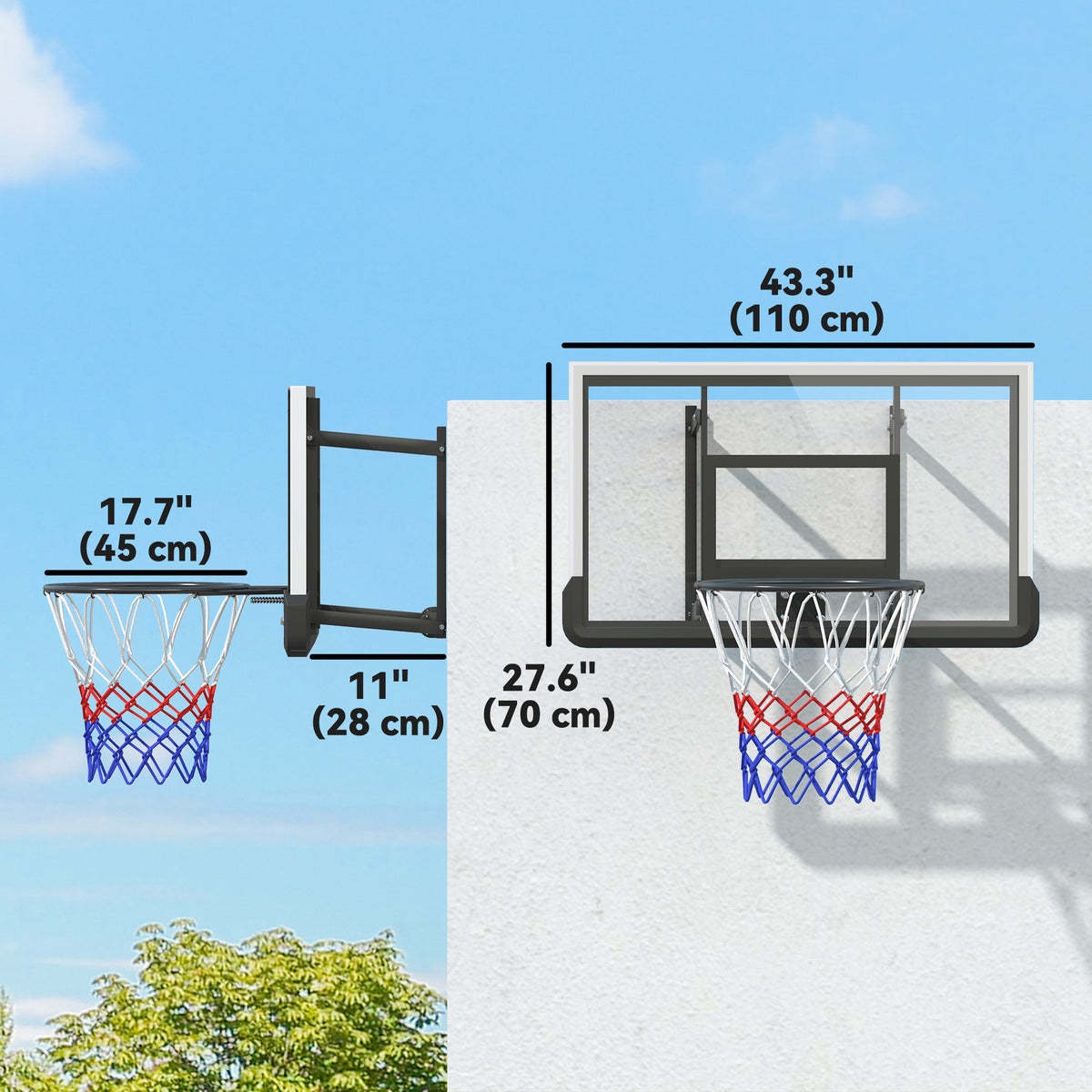 Canasta de baloncesto de pared ajustable