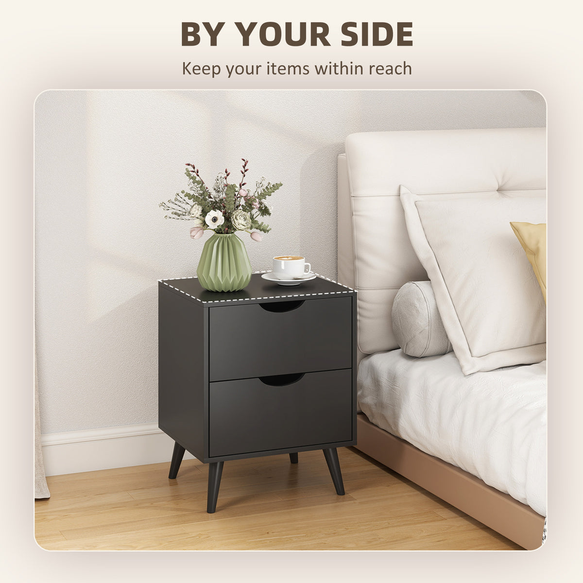 Modern bedside tables set of 2 drawers