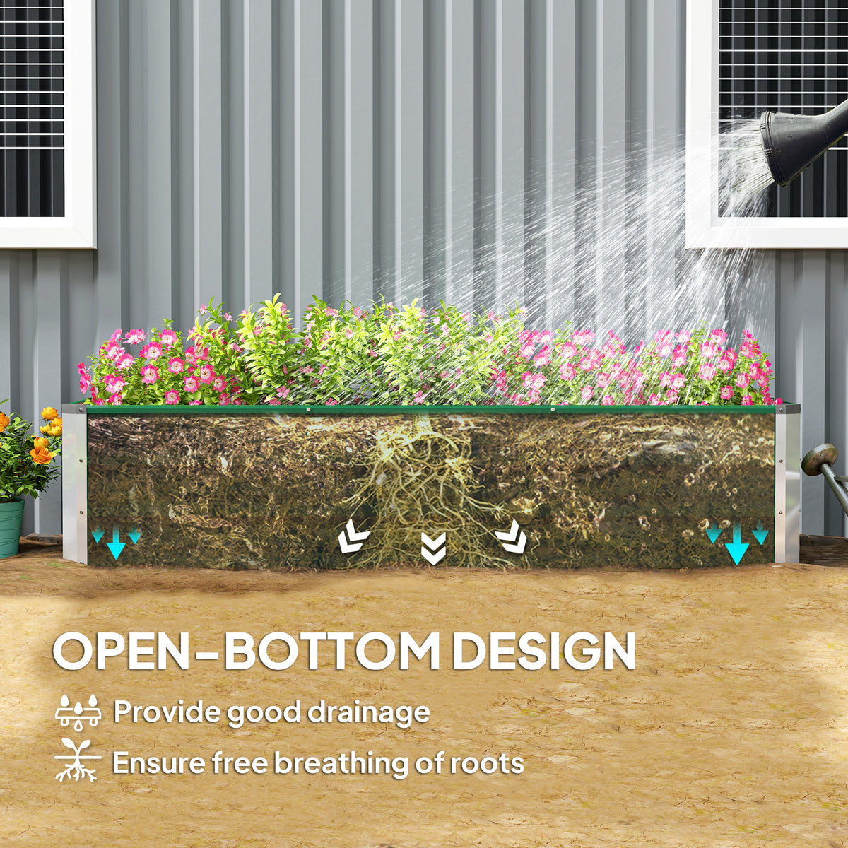 Galvanized Steel Raised Garden Bed 3-Section Planter
