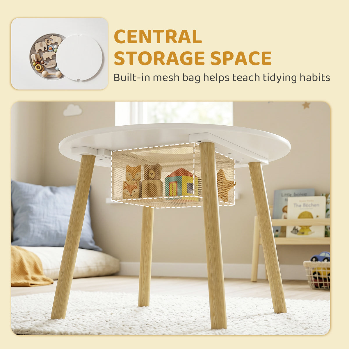 Kids Table and Cloud Chairs Set — Set of 3