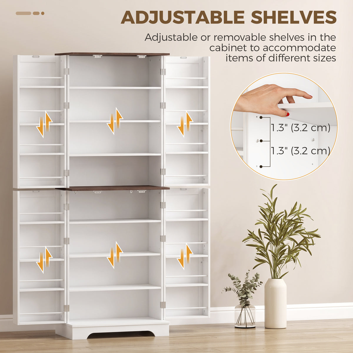 Tall farmhouse kitchen pantry storage cabinet