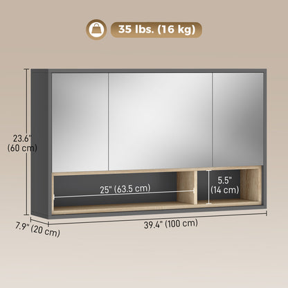 Wall mounted bathroom medicine cabinet with mirror