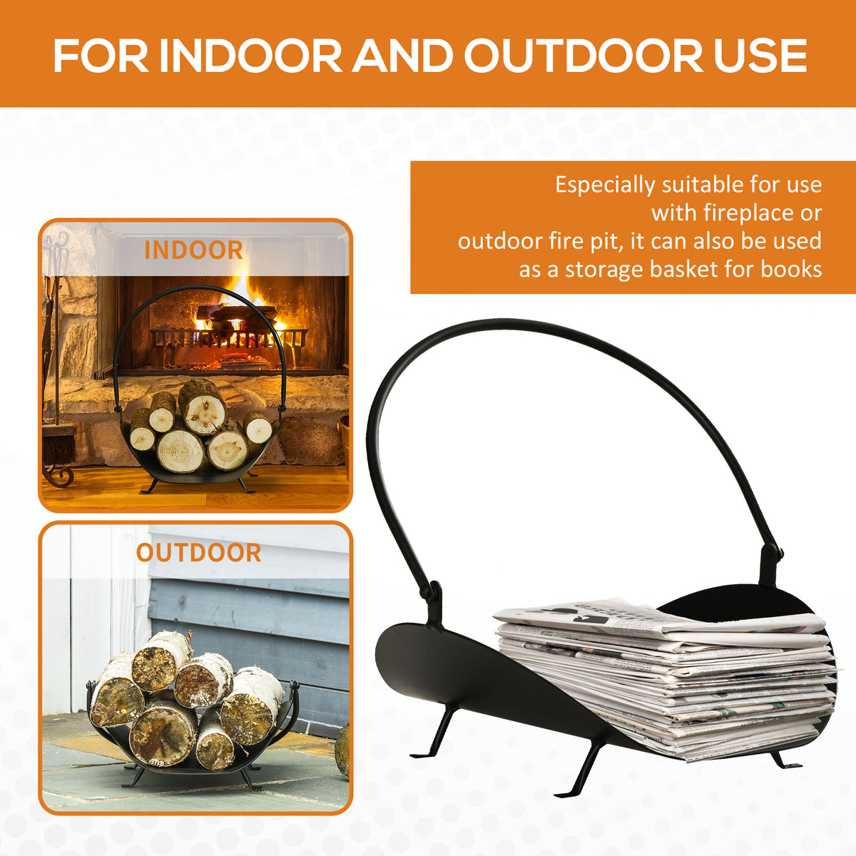 Curved Firewood Log Rack Fireplace Wood Holder