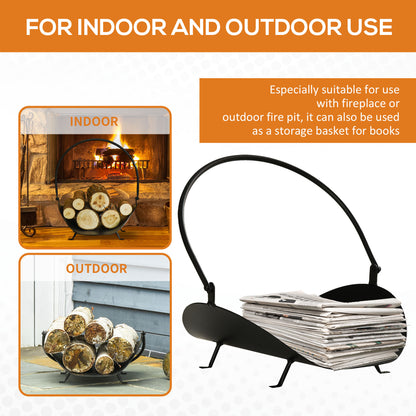 Curved Firewood Log Rack Fireplace Wood Holder