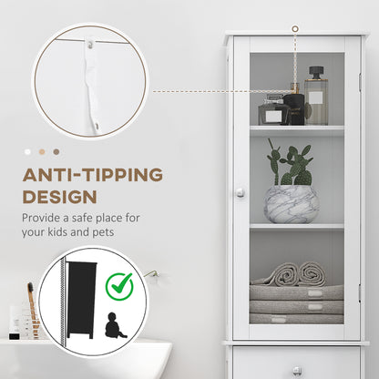 Armario alto de baño con cajón y puertas