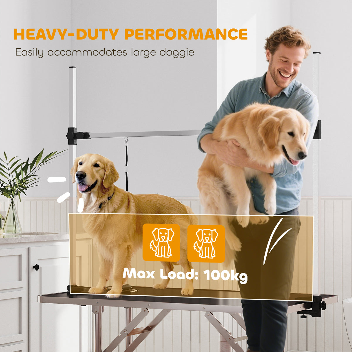 Adjustable Dog Grooming Table with Safety Slings