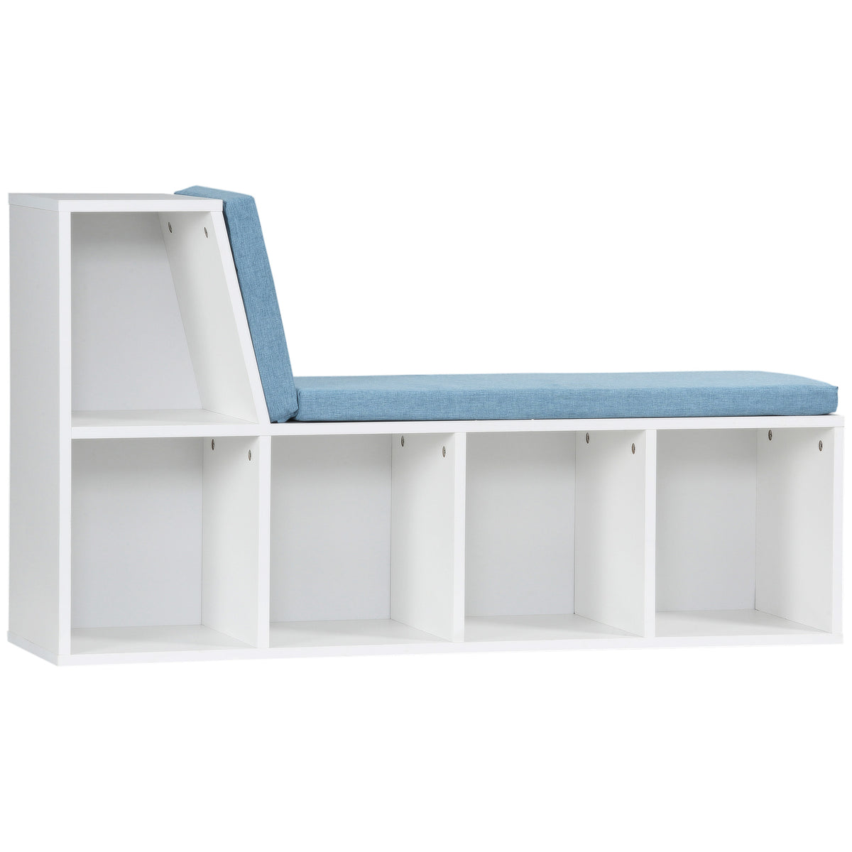 5-Cube Bookcase with Cushioned Reading Bench