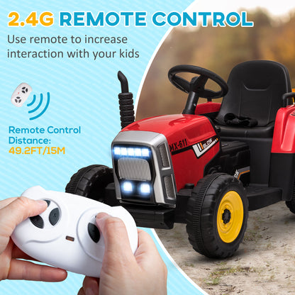12V Kids Electric Ride-On Tractor with Trailer