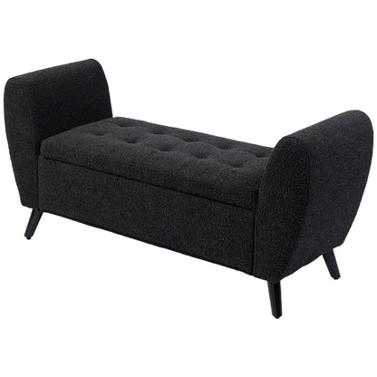 Modern Upholstered Storage Bench with Arms