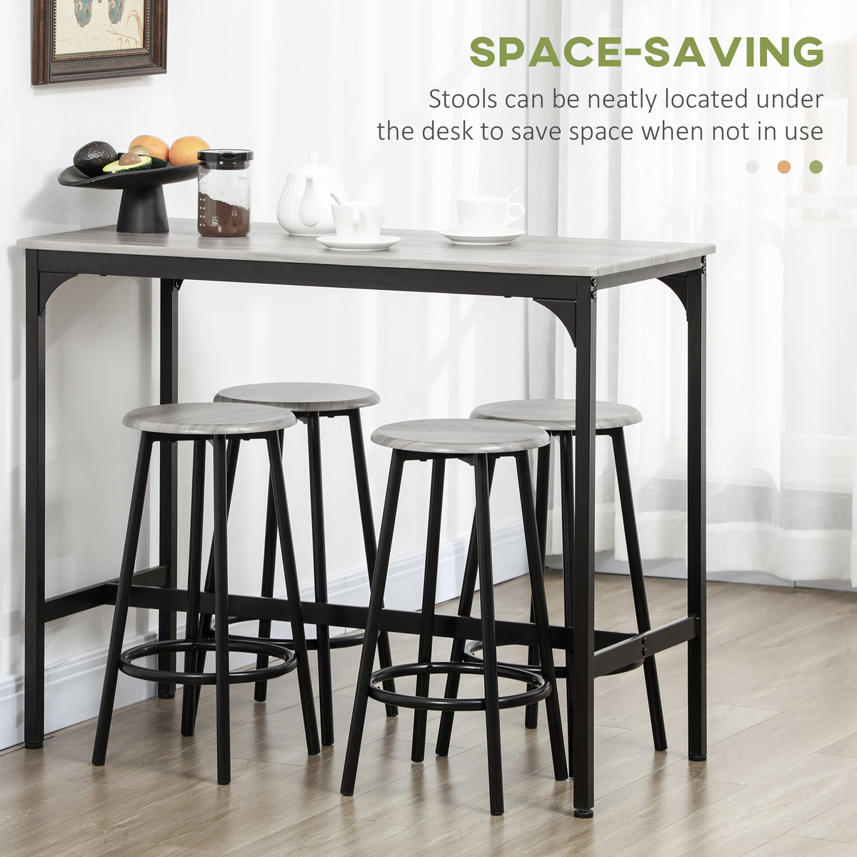 5-Piece Industrial Counter Height Bar Table Set