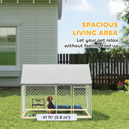 Corral exterior para perros con techo impermeable